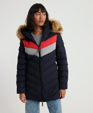 Superdry Arctic Tall Retro Puffer Női Kabát Piros/Sötétkék | TBYKZ5416